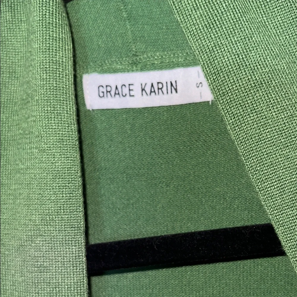 Grace Karin Olive Green Open Cardigan - Picture 3 of 4